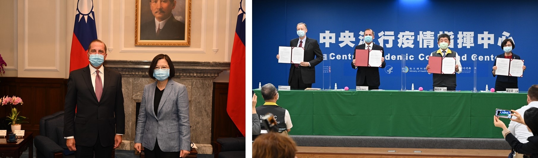 HHS Secretary Alex Azar met with President Tsai Ing-wen and participated in a signing ceremony of a memorandum of understanding on August 10, 2020.